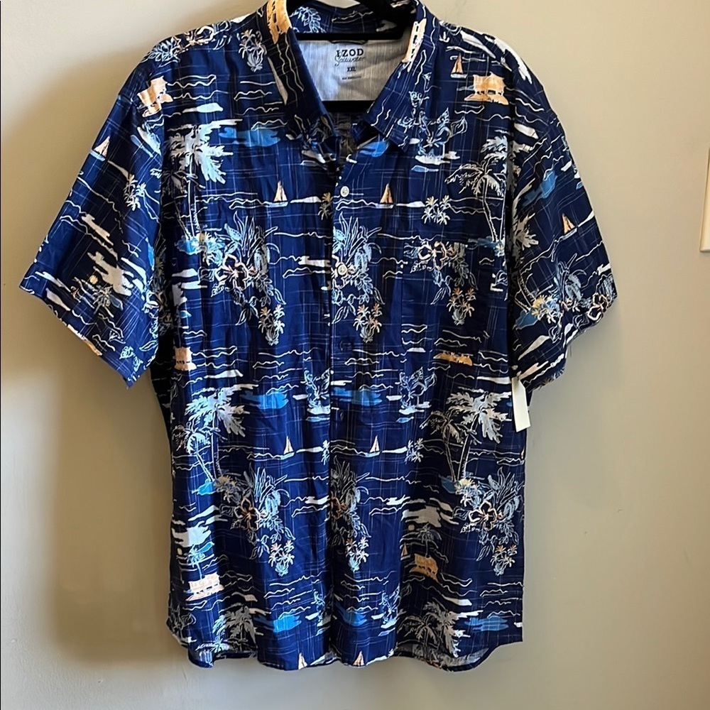Izod Saltwater Men’s Casual Button Down NWT Size XXL Short Sleeves Vacation